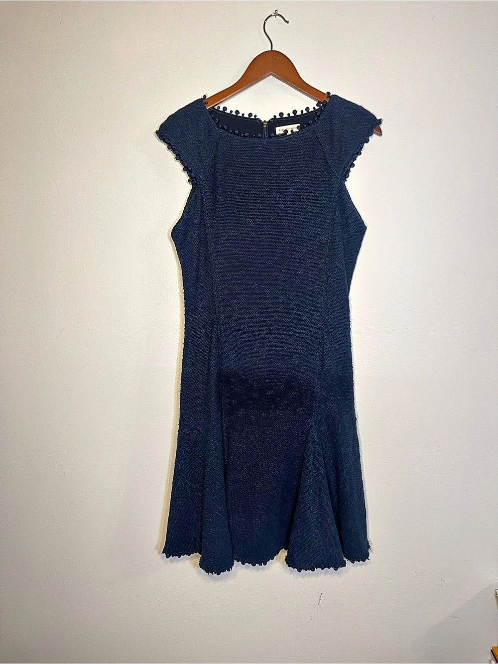 Rebecca Taylor Textured Scalloped Midi Dress in Blue Size 10